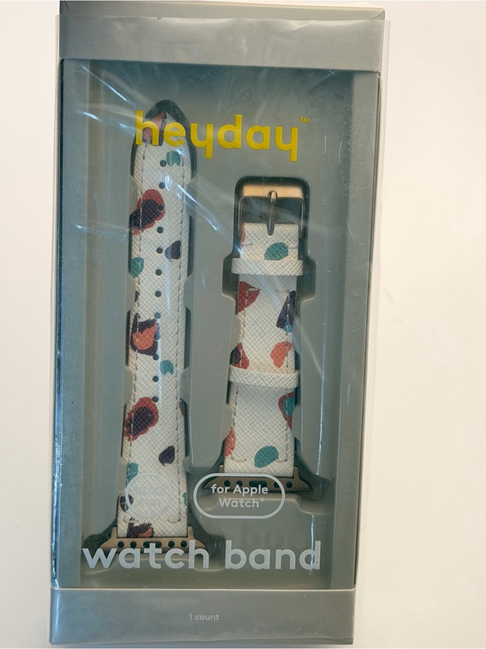 Heyday Leather Apple Watch Band, White & Gold with Pattern, new, 38/40/41mm
